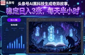 头条号AI黑科技生成奇异故事,稳定日入3张,每天半小时-宝藏屋创业网