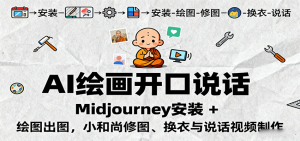 AI绘画开口说话,Midjourney安装 + 绘图出图,小和尚修图、换衣与说话视频制作-宝藏屋创业网