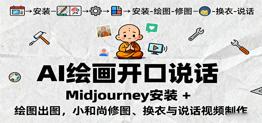 https://wc.yk520.top/wp-content/uploads/2025/09/20250920103117-68ce82754156a.png AI绘画开口说话,Midjourney安装 + 绘图出图,小和尚修图、换衣与说话视频制作