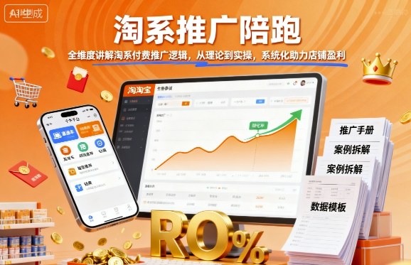 淘系推广陪跑，全维度讲解淘系付费推广逻辑，从理论到实操，系统化助力店铺盈利-宝藏屋创业网