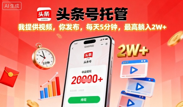 https://wc.yk520.top/wp-content/uploads/2025/09/20250922042021-68d0ce8596a09.jpeg 【头条号托管】我提供视频,你发布,每天5分钟,最高躺入2W+【揭秘】