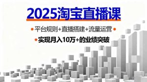 2025淘宝直播课,平台规则+直播搭建+流量运营,首播GMV破3万-宝藏屋创业网