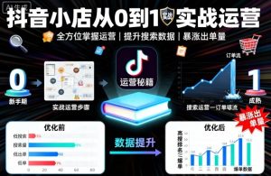 抖音小店从0到1实战运营,帮你全方位掌握小店运营,提升搜索数据与出单量-宝藏屋创业网