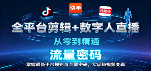 全平台剪辑+数字人直播,从零到精通,掌握最新平台规则与流量密码,实现短视频变现-宝藏屋创业网