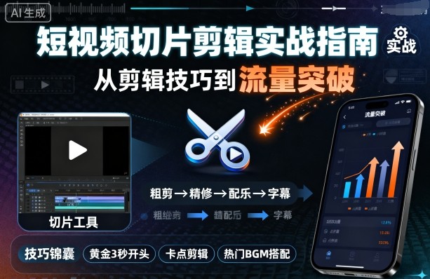 短视频切片剪辑实战指南，从剪辑技巧到流量突破-宝藏屋创业网