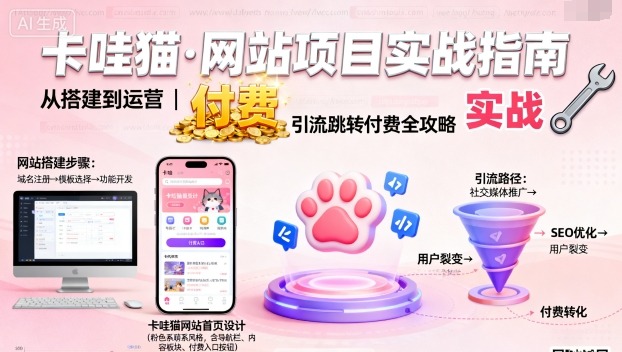 卡哇猫·网站项目，网站搭建与运营以及引流跳转付费-宝藏屋创业网