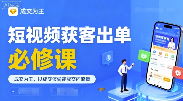 短视频获客出单必修课，成交为王，以成交为导向，直接做能成交的流量-宝藏屋创业网