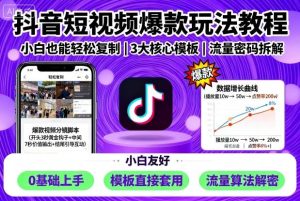 抖音短视频爆款玩法教程,小白也能轻松复制-宝藏屋创业网