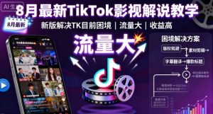 8月最新TikTok影视解说教学,新版解决TK目前困境,流量大,收益高-宝藏屋创业网