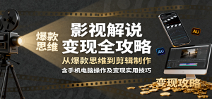 影视解说变现全攻略:从爆款思维到剪辑制作,含手机电脑操作及变现实用技巧-宝藏屋创业网