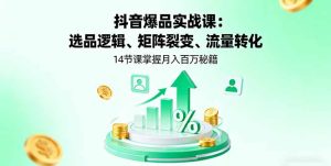 抖音爆品实战课:选品逻辑、矩阵裂变、流量转化,14节课掌握月入百万秘籍-宝藏屋创业网