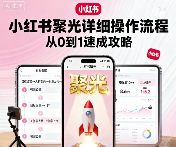 小红书聚光详细操作流程，小红书聚光从0到1速成攻略-宝藏屋创业网