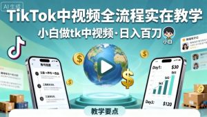 TikTok中视频全流程实操教学,小白做tk中视频,日入百刀-宝藏屋创业网