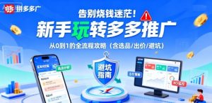 告别烧钱迷茫！新手玩转多多推广：从0到1的全流程攻略(含选品/出价/避坑)-宝藏屋创业网