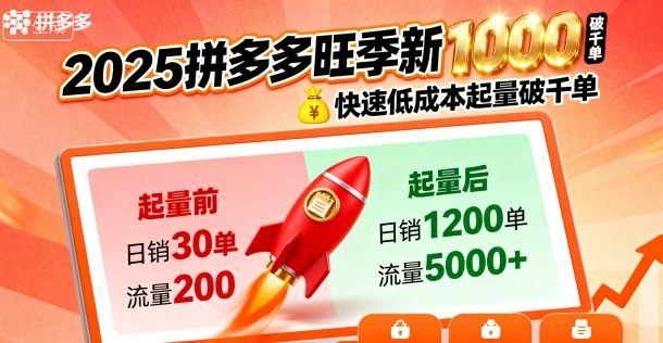 2025拼多多旺季新老店铺——快速低成本起量破千单-宝藏屋创业网
