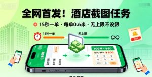 全网首发!酒店截图任务,15秒一单,每单0.6米,任务无上限不设限,矩阵操作单日3张到手【揭秘】-宝藏屋创业网