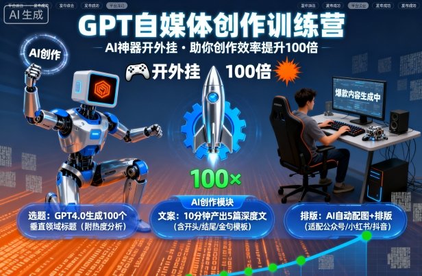 https://wc.yk520.top/wp-content/uploads/2025/09/20250928081036-68d8ed7c72e61.jpeg GPT自媒体创作训练营:AI神器开外挂,助你创作效率提升100倍