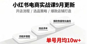 小红书电商实战课9月更新,开店流程/选品策略/爆款店铺打造,单号月均10w+-宝藏屋创业网