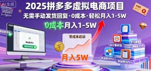 2025拼多多虚拟电商项目,无需手动发货回复,0成本,轻松月入1-5W【揭秘】-宝藏屋创业网
