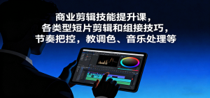 商业剪辑技能提升课,各类型短片剪辑和组接技巧,节奏把控,教调色、音乐处理等-宝藏屋创业网