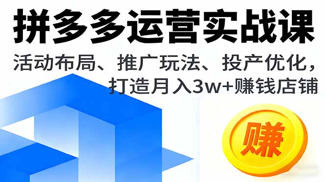 https://wc.yk520.top/wp-content/uploads/2025/09/20250930064238-68db7bde05676.jpeg 拼多多运营实战课,活动布局、推广玩法、投产优化,打造月入3w+赚钱店铺