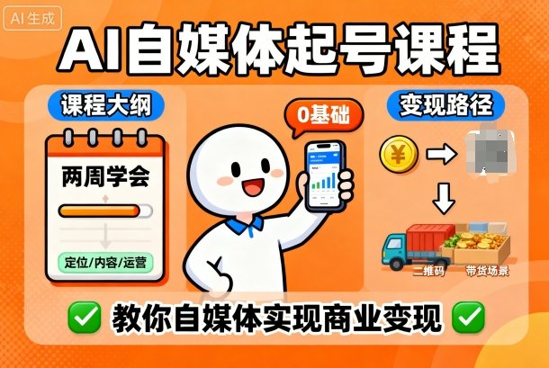 https://wc.yk520.top/wp-content/uploads/2025/09/20250930081018-68db906aebc8b.jpeg AI自媒体起号课程,0基础小白两周学会,教你自媒体实现商业变现