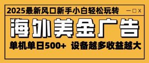 2025最新风口 海外美金广告 单机单日500+ 可无限放大 设备越多收益越大-宝藏屋创业网