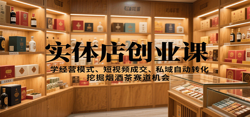 实体店创业课：学经营模式、短视频成交、私域自动转化，挖掘烟酒茶赛道机会-宝藏屋创业网