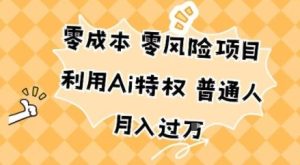 零成本零风险项目,利用Ai特权,普通人月入过W-宝藏屋创业网