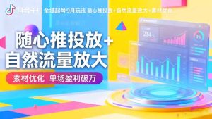 抖音千川全域起号9月玩法 随心推投放+自然流量放大+素材优化 单场盈利破万-宝藏屋创业网