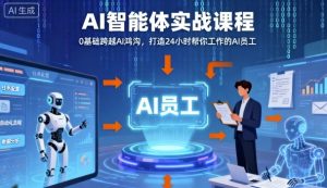 Ai智能体实战课程,0基础跨越Ai鸿沟,打造24小时帮你工作的Ai员工,打破常规,以实战定义Ai-宝藏屋创业网