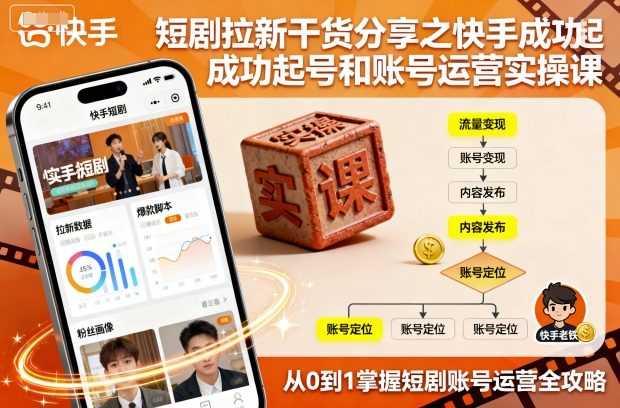 短剧拉新干货分享之快手成功起号和账号运营实操课-宝藏屋创业网