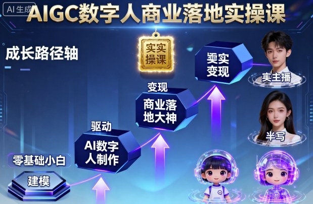 https://wc.yk520.top/wp-content/uploads/2025/10/20251001063033-68dcca89aea63.jpeg AIGC数字人商业落地实操课,从零基础小白到AI数字人大神
