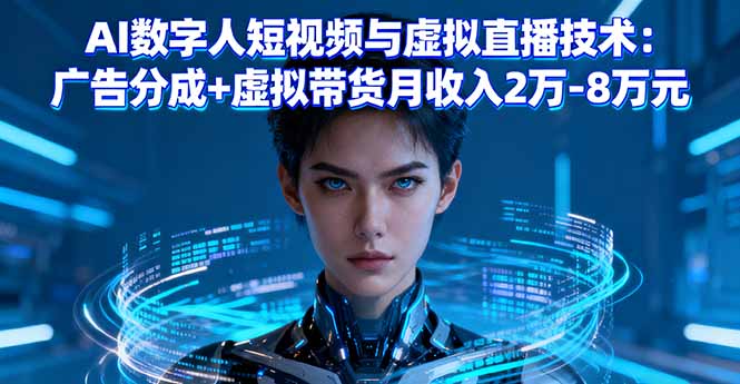 AI数字人短视频与虚拟直播技术：广告分成+虚拟带货月收入2万-8万元-宝藏屋创业网