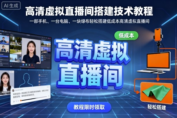 高清虚拟直播间搭建技术教程，一部手机、一台电脑、一块绿布轻松搭建低成本高清虚拟直播间-宝藏屋创业网