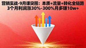 营销实战-9月突围课:本质+流量+转化全链路 3个月利润涨30%-300%月多赚10w+-宝藏屋创业网