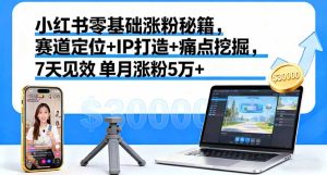 小红书零基础涨粉秘籍,赛道定位+IP打造+痛点挖掘,7天见效 单月涨粉5万+-宝藏屋创业网