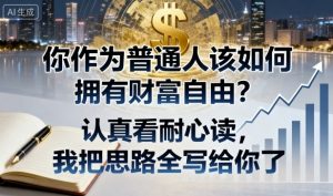 付费文章:你作为普通人该如何拥有财富自由?认真看耐心读,我把思路全写给你了-宝藏屋创业网