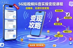 5G短视频抖音实操变现课程,自媒体,无谓引流变现-宝藏屋创业网