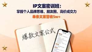 IP文案密训班:掌握个人品牌思维、朋友圈、高价成交力,单条文案营收5w+-宝藏屋创业网
