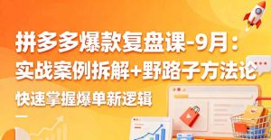 拼多多爆款复盘课-9月:实战案例拆解+野路子方法论,快速掌握爆单新逻辑-宝藏屋创业网