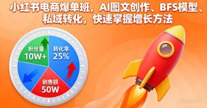 小红书电商爆单班,AI图文创作、BFS模型、私域转化,快速掌握增长方法-宝藏屋创业网