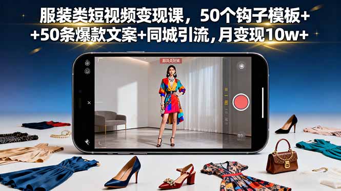 https://wc.yk520.top/wp-content/uploads/2025/10/20251008001025-68e5abf191468.jpeg 服装类短视频变现课,50个钩子模板+50条爆款文案+同城引流,月变现10w+