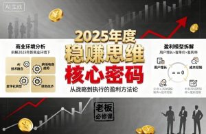 2025年度稳賺思维老板创业营,拆解2025年新商业环境下,企业实现持续盈利的核心密码-宝藏屋创业网