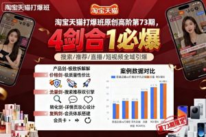 淘宝天猫打爆班原创高阶第73期,4剑合1必爆-宝藏屋创业网