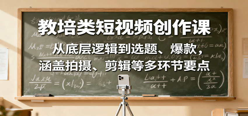 https://wc.yk520.top/wp-content/uploads/2025/10/20251008082140-68e61f14eb647.png 教培类短视频创作课:从底层逻辑到选题、爆款,涵盖拍摄、剪辑等多环节要点