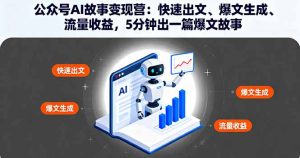 公众号AI故事变现营:快速出文、爆文生成、流量收益,5分钟出一篇爆文故事-宝藏屋创业网