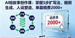 AI短故事创作课:掌握5步扩写法、细纲生成、人设塑造,单篇稿费2000+-宝藏屋创业网