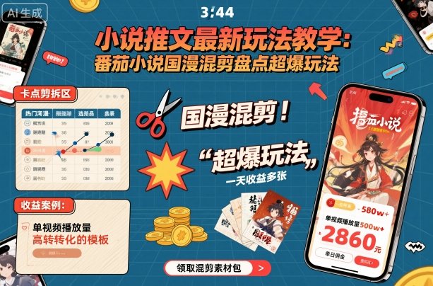 https://wc.yk520.top/wp-content/uploads/2025/10/20251010041237-68e887b5bc684.jpeg 小说推文最新玩法教学,番茄小说国漫混剪盘点超爆玩法,全程干货,一天收益多张