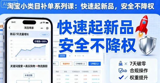 https://wc.yk520.top/wp-content/uploads/2025/10/20251011021027-68e9bc93c2ac5.jpeg 淘宝小类目补单系列课,快速起新品,安全不降权